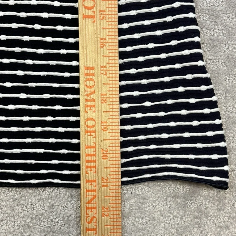 Armani Collezioni Shirt Women Size 12 Black White Stripes Short Sleeve Blouse - Picture 4 of 6